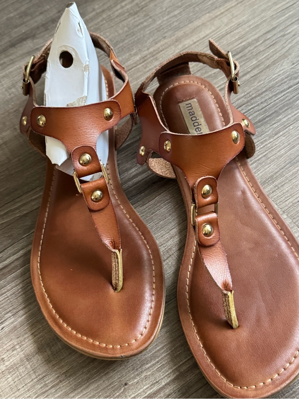 Madden Girl Brown Gladiator Sandals | Studded T-Strap Thong | Size 11